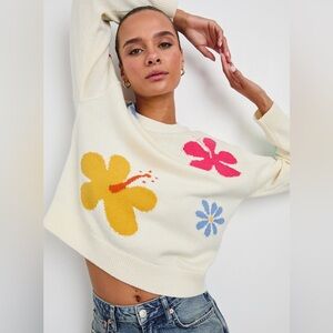 Rails Zoey Floral Intarsia Cotton Blend Sweater S